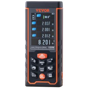 VEVOR Laser Measure, 328 ft, ¬±1/16'' Accuracy Laser Distance Measure with 100-Group Storage, ft/m/in/ft+in, 2.4'' Colorlit LCD Screen Laser Meter