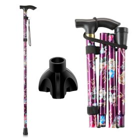 KEKOY Walking Cane for Women, 34" to 37" Height Adjustable Walking Stick, Portable T-Handle Folding Cane with 2 Replaceable Cane Tips