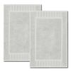 2 Pack Luxury Bath Mat Floor Towel Set Absorbent Cotton Hotel Spa Shower Bathtub Mats [Not a Bathroom Rug] 22x34 in Silver Color