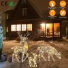 3 Sets of Reindeer Family Lighted 2D Christmas Deer Decoration Warm Yellow Light 3 Lighting Modes Buck Doe Fawn Indoor Outdoor Christmas Decoration