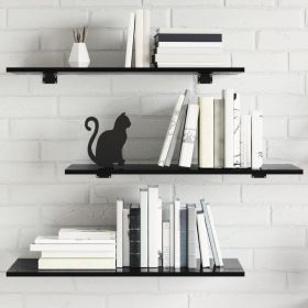 Bookshelf Boards 8 pcs High Gloss Black 31.5"x11.8"x0.6" Engineered Wood