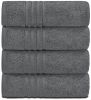 Grey Bath Towels Set of 4 Cotton Body Towel for Hotel Gym Spa Soft Extra Absorbent Quick Dry Towels for Bathroom 27x54 Inch