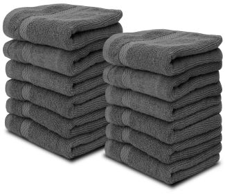 Luxury Washcloths for Bathroom Hotel Spa Kitchen Set of 12 Pcs 13x13 Inch Dark Gray Circlet Egyptian Cotton Highly Absorbent Hotel Quality Face Towels