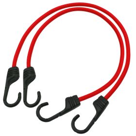 Hyper Tough 2-Pack 24 inch Standard Bungee Cords, Rubber, Red, 0.3 oz