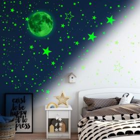 Glow in The Dark Stars for Ceiling, Glow in The Dark Stars and Moon Wall Decals, Stickers Wall Decor, for Kids Nursery Girls Bedroom Living Room