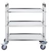 VEVOR Stainless Steel Cart, 3 Layers Lab Utility Cart 400 lbs Weight Capacity, Medical Cart with Lockable Universal Wheels, for Lab, Clinic, Kitchen