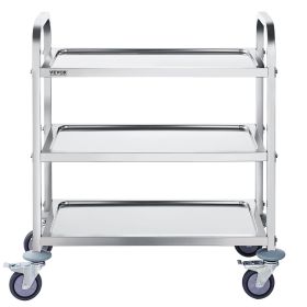 VEVOR Stainless Steel Cart, 3 Layers Lab Utility Cart 400 lbs Weight Capacity, Medical Cart with Lockable Universal Wheels, for Lab, Clinic, Kitchen