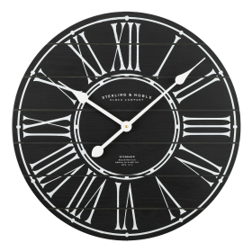 Better Homes & Gardens 20" Indoor Black Analog Round Modern Farmhouse Wall Clock with Roman Numeral