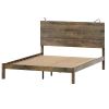 3-Pieces Bedroom Sets, Full Size Farmhouse Platform Bed with Two Bedside Lights, 2-Drawer Nightstand, Antique Walnut