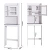 Modern Over The Toilet Space Saver Organization Wood Storage Cabinet for Home; Bathroom -White