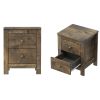 3-Pieces Bedroom Sets, Full Size Farmhouse Platform Bed with Two Bedside Lights, 2-Drawer Nightstand, Antique Walnut