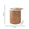 Ludmilla Round Tall Water Hyacinth Woven Wicker Laundry Hamper with Lid - For Clothes, Canvas