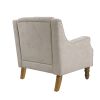 Beige Accent Chair, Living Room Chair, Footrest Chair Set with Vintage Brass Studs, Button Tufted Upholstered Armchair for Living Room