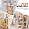 VEVOR Toddler Step Stool, Natural Pine Wood Kids Kitchen Stool Helper with Safety Rail