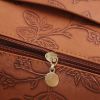 Wholesale Embossed flower pattern leather bag makeup cosmetic bag