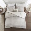 4 Piece Embroidered Cotton Reversible Duvet Cover Set