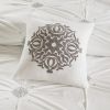 4 Piece Embroidered Cotton Reversible Duvet Cover Set