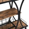 Industrial Black Bar Serving Cart for home with Wine Rack and Glass Holder;  3-tier Shelves;  Metal Frame