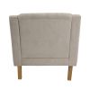 Beige Accent Chair, Living Room Chair, Footrest Chair Set with Vintage Brass Studs, Button Tufted Upholstered Armchair for Living Room