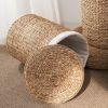 Ludmilla Round Tall Water Hyacinth Woven Wicker Laundry Hamper with Lid - For Clothes, Canvas