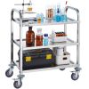 VEVOR Stainless Steel Cart, 3 Layers Lab Utility Cart 400 lbs Weight Capacity, Medical Cart with Lockable Universal Wheels, for Lab, Clinic, Kitchen