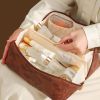 Wholesale Embossed flower pattern leather bag makeup cosmetic bag