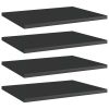 Bookshelf Boards 4 pcs High Gloss Black 15.7"x11.8"x0.6" Engineered Wood