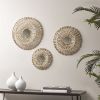 Round Natural Fiber and Mirror 3-piece Wall Decor Set