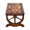 2-Person Rustic Garden Bench, Outdoor Wagon Wheel Porch Bench for Backyard Patio Garden, Brown