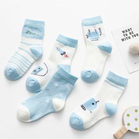 Cotton breathable male and female baby socks (Option: Blue-M)