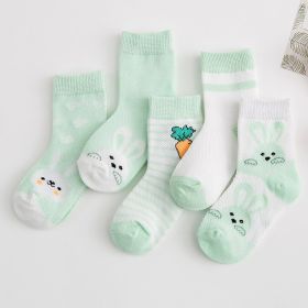 Cotton breathable male and female baby socks (Option: Green-S)