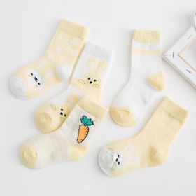 Cotton breathable male and female baby socks (Option: Yellow-L)