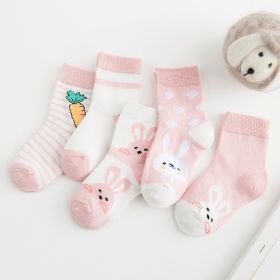 Cotton breathable male and female baby socks (Option: Pink-M)