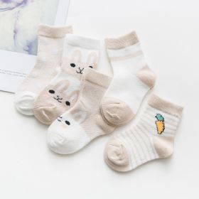 Cotton breathable male and female baby socks (Option: Khaki-S)