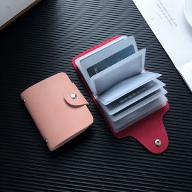 Multi-card ID Credit Card Bank Card Business Card Organizer Holder, 24 Card Slots (Color: Pink)