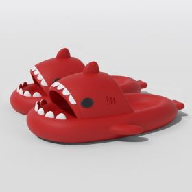 Summer Shark Slippers Indoor Outdoor Slippers Slides Thick Soled Anti-skid Solid Color Cool Funny Slippers Women Men Shoes New (Color: New red, size: 42-43)