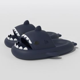 Summer Shark Slippers Indoor Outdoor Slippers Slides Thick Soled Anti-skid Solid Color Cool Funny Slippers Women Men Shoes New (Color: New navy, size: 42-43)