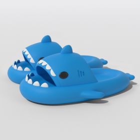 Summer Shark Slippers Indoor Outdoor Slippers Slides Thick Soled Anti-skid Solid Color Cool Funny Slippers Women Men Shoes New (Color: New bule, size: 40-41)