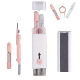 7 In 1 Computer Keyboard Cleaner Brush Kit Earphone Cleaning Pen For Headset Keyboard Cleaning Tools Cleaner Keycap Puller Kit (Color: Pink)