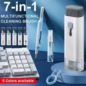 7 In 1 Computer Keyboard Cleaner Brush Kit Earphone Cleaning Pen For Headset Keyboard Cleaning Tools Cleaner Keycap Puller Kit (Color: Blue)