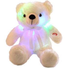 Creative Light Up LED Inductive Teddy Bear Stuffed Animals Plush Toy (Color: White, size: 70cm)