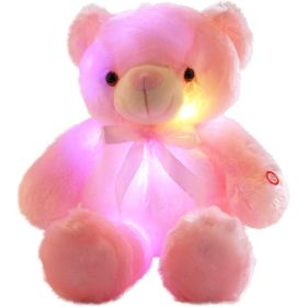 Creative Light Up LED Inductive Teddy Bear Stuffed Animals Plush Toy (Color: Pink, size: 45cm)