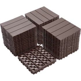 Plastic Interlocking Deck Tiles, 11.8"x11.8"(Pack of 44), Patio Flooring Outdoor Waterproof All Weather Use for Garden Poolside Front/Back Yard (Color: as Pic)