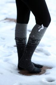 Soft Snowflakes Xmas Leg Warmers (Color: GRAY-BLACK)