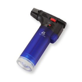 Outdoor BBQ Lighter Cigar Torch Lighter Jet Spray Gun Cigarette Lighters Windproof Plastic Butane Gas Lighter For Kitchen (Color: Blue)