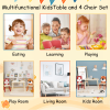 Kids Table and 2 Chairs Set, 3 Pieces Toddler Table and Chair Set, Wooden Activity Play Table Set