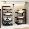 1PC Pot Rack Pot Storage Kitchen Stainless Steel Rack Layered Shelves Under Sink Multi-Layer Household Cabinet