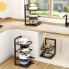 1PC Pot Rack Pot Storage Kitchen Stainless Steel Rack Layered Shelves Under Sink Multi-Layer Household Cabinet