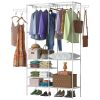 Metal Garment Rack Shoe Clothing Organizer Shelves Freestanding Multifunctional Clothes Wardrobe