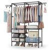 Metal Garment Rack Shoe Clothing Organizer Shelves Freestanding Multifunctional Clothes Wardrobe